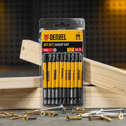 Бита PH2х90, сталь S2, цилиндр., 10 шт. Е 6,3 Denzel купить в Москве с доставкой по всей России | ProtosMarket.ru