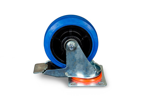 Колесо поворотное из эластичной резины MW150 150 мм с тормозом купить в Москве с доставкой по всей России | ProtosMarket.ru