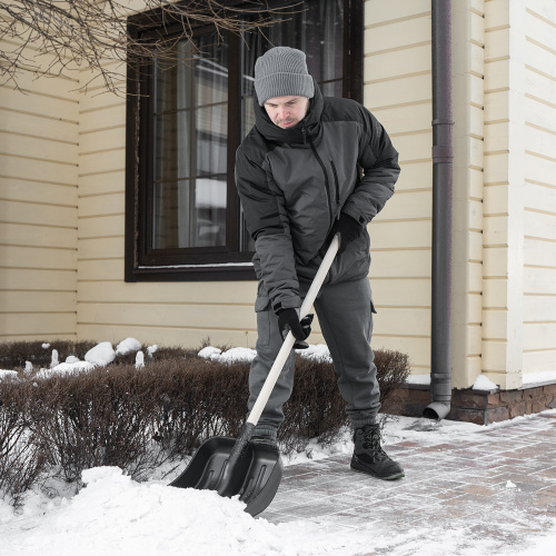 Лопата для уборки снега пластиковая, 360 х 405 х 1550 мм, деревянный черенок в/с, Сибртех купить в Москве с доставкой по всей России | ProtosMarket.ru