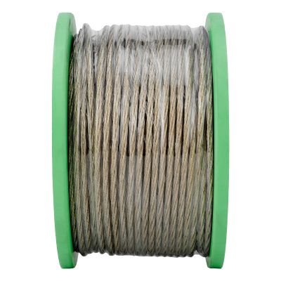 Трос металлополимерный прозрачный ПР-5.0, толщина 4.0 мм, катушка 100 метров Сибртех купить в Москве с доставкой по всей России | ProtosMarket.ru