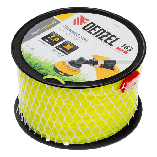 Леска для триммера витой квадрат, 3,0мм х 163м, на DIN катушке FLEX CORD Denzel купить в Москве с доставкой по всей России | ProtosMarket.ru