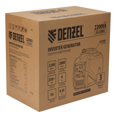 Генератор инверторный GS-2200iS, 2,2 кВт, 230 В, закрытый корпус, ручной старт DENZEL купить в Москве с доставкой по всей России | ProtosMarket.ru