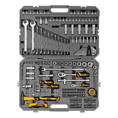 Набор инструментов, 1/2", 1/4", CrV, S2, пластиковый кейс, 194 предмета Denzel купить в Москве с доставкой по всей России | ProtosMarket.ru