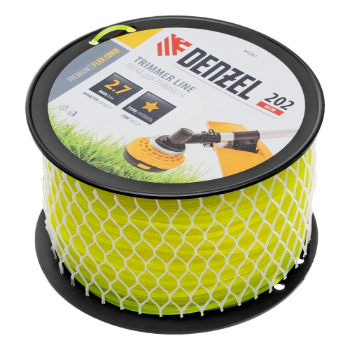 Леска для триммера звезда, 2,7мм х 202м, на DIN катушке FLEX CORD Denzel купить в Москве с доставкой по всей России | ProtosMarket.ru