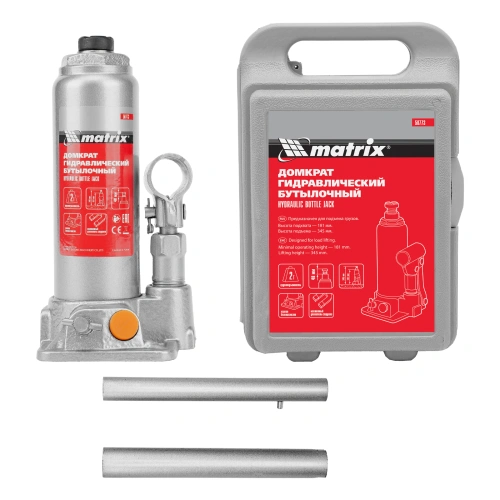 Домкрат гидравлический бутылочный, 2 т, h подъема 181-345 мм, в пластиковом кейсе Matrix купить в Москве с доставкой по всей России | ProtosMarket.ru