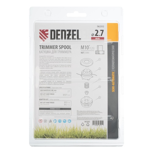 Катушка триммер. полуавтомат., гайка М10, М10, М12, лев. шаг 1,25 1,5 1,5мм// Denzel купить в Москве с доставкой по всей России | ProtosMarket.ru