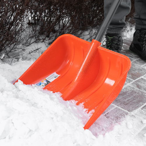 Лопата для уборки снега пластиковая, 400х405х1380 мм, стальной черенок, усиленная Сибртех купить в Москве с доставкой по всей России | ProtosMarket.ru