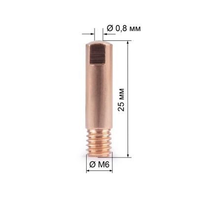 Наконечник М6х25х0.8 прямой (AL) (141.0001/MD0009-58, пр-во FoxWeld/КНР) купить в Москве с доставкой по всей России | ProtosMarket.ru