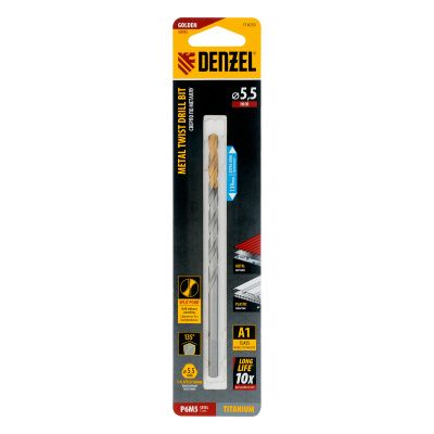 Сверло спиральное по металлу 5,5 х 139 мм, Р6М5, Golden Tip, удлиненное Denzel купить в Москве с доставкой по всей России | ProtosMarket.ru