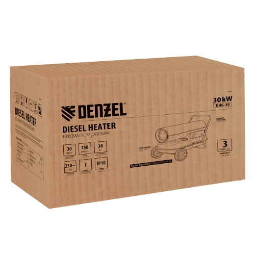Дизельная тепловая пушка DHG-30, 30 кВт, 750 м3/ч, прямой нагрев Denzel купить в Москве с доставкой по всей России | ProtosMarket.ru