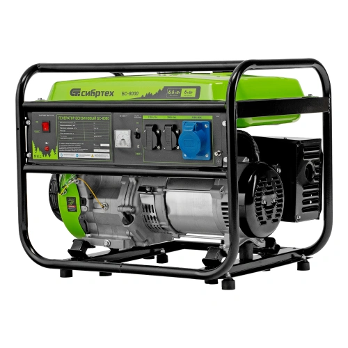 Генератор бензиновый БС-8000, 6,6 кВт, 230В, четырехтактный, 25 л, ручной стартер Сибртех купить в Москве с доставкой по всей России | ProtosMarket.ru