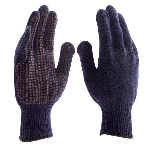 Перчатки трикотажные, акрил, ПВХ гель, "Протектор", синий, оверлок Сибртех купить в Москве с доставкой по всей России | ProtosMarket.ru