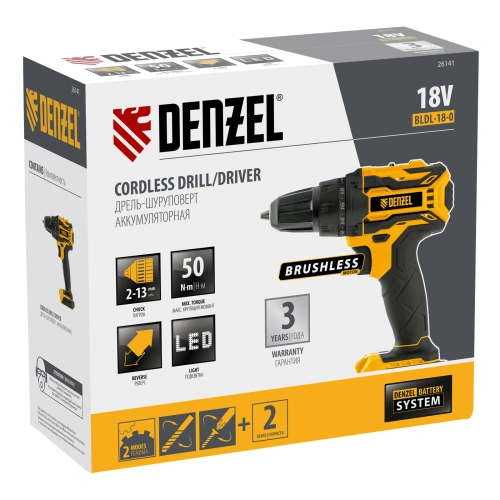 Дрель-шуруповерт аккумуляторная, бесщет. BLDL-18-0 Li-Ion, 18 В Denzel купить в Москве с доставкой по всей России | ProtosMarket.ru