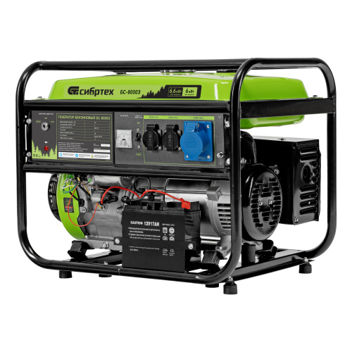 Генератор бензиновый БС-8000Э, 6,6 кВт, 230В, четырехтактный, 25 л, электростартер Сибртех купить в Москве с доставкой по всей России | ProtosMarket.ru