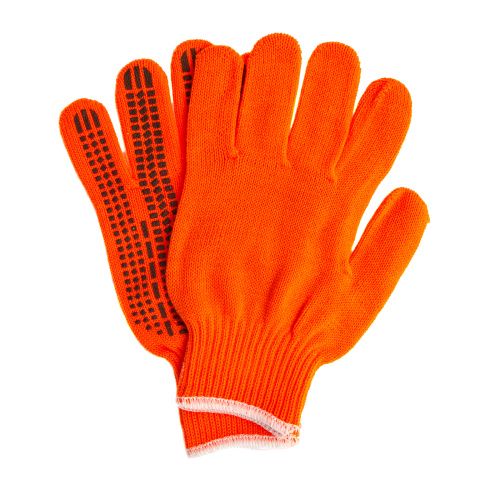 Перчатки трикотажные, акрил, ПВХ гель, "Протектор", оранжевый, оверлок Сибртех купить в Москве с доставкой по всей России | ProtosMarket.ru