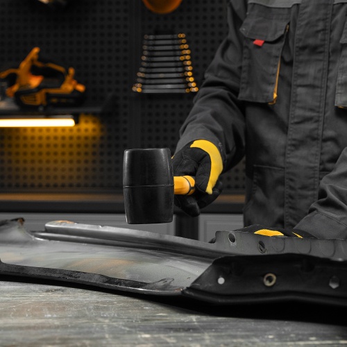 Киянка резиновая, 450 г, черная, фибергласовая рукоятка c TPR покрытием Denzel купить в Москве с доставкой по всей России | ProtosMarket.ru