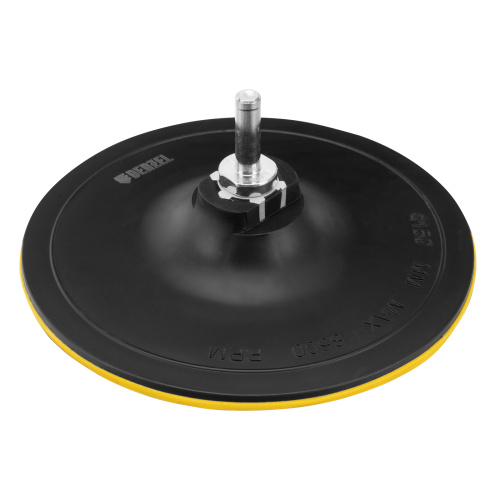 Тарелка опорная для дрели и УШМ с липучкой, 150 мм, твердая, с адаптером c М14 на d8 Denzel купить в Москве с доставкой по всей России | ProtosMarket.ru