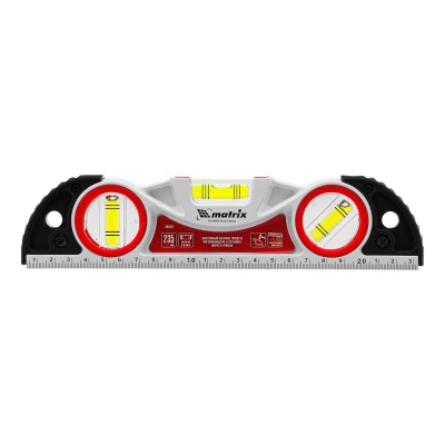 Уровень алюминиевый литой, фрезерованный, 3 глазка, две ударные площадки, 235 мм Matrix купить в Москве с доставкой по всей России | ProtosMarket.ru