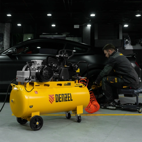 Компрессор воздушный BCW3000-T/100, ременный привод, 3.0 кВт, 100 литров, 520 л/мин Denzel по ценам производителя в Москве с доставкой по всей России