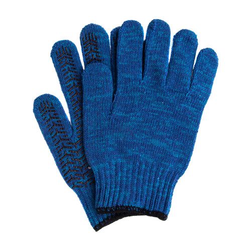 Перчатки трикотажные усиленные, гелевое ПВХ-покрытие, 7 класс, синие Сибртех купить в Москве с доставкой по всей России | ProtosMarket.ru