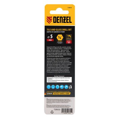 Сверло по керамической плитке 5 мм, крестовая пластина, шестигранный хвостовик// Denzel купить в Москве с доставкой по всей России | ProtosMarket.ru