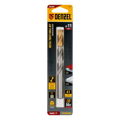 Сверло спиральное по металлу 11 x 142 мм, Р6М5, Golden Tip  Denzel купить в Москве с доставкой по всей России | ProtosMarket.ru