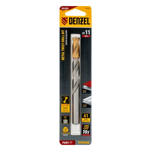 Сверло спиральное по металлу 11 x 142 мм, Р6М5, Golden Tip  Denzel купить в Москве с доставкой по всей России | ProtosMarket.ru