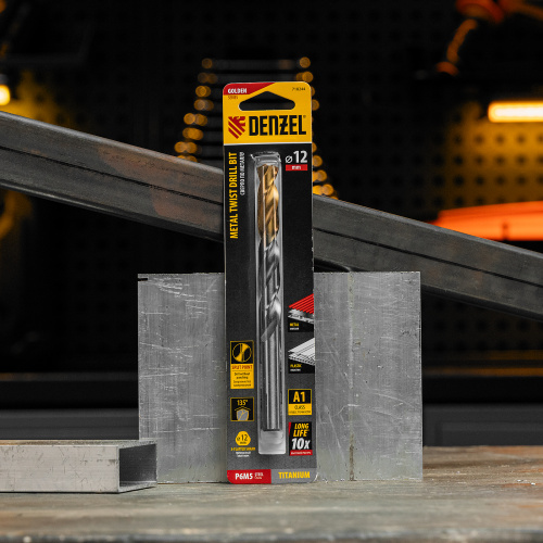 Сверло спиральное по металлу 12 x 151 мм, Р6М5, Golden Tip  Denzel купить в Москве с доставкой по всей России | ProtosMarket.ru