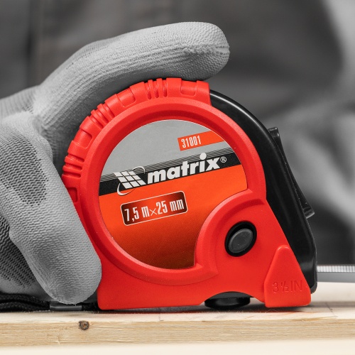 Рулетка Rubber,7,5 м х 25 мм,обрезиненный корпус Matrix купить в Москве с доставкой по всей России | ProtosMarket.ru