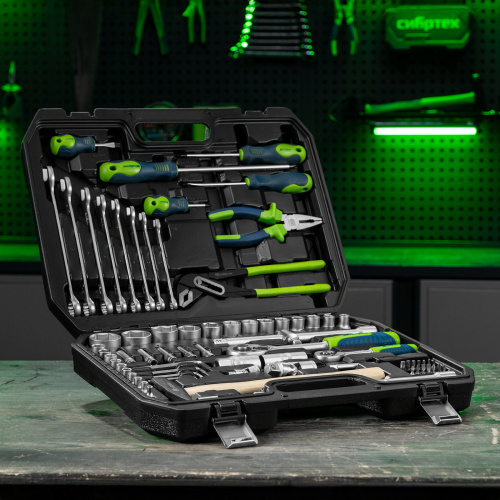 Набор инструментов, 1/2", 1/4", пластиковый кейс 76 предметов Сибртех купить в Москве с доставкой по всей России | ProtosMarket.ru