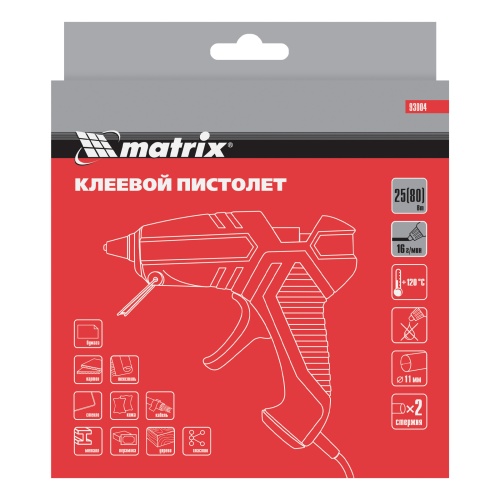 Клеевой пистолет, 11 мм, 25 (80) Вт, 16 г/мин Matrix купить в Москве с доставкой по всей России | ProtosMarket.ru