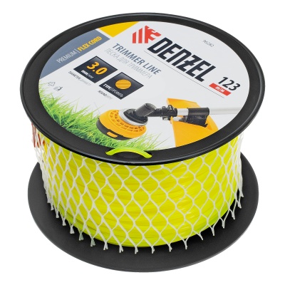 Леска для триммера круглая, 3,0мм х 123м, на DIN катушке FLEX CORD,  Denzel купить в Москве с доставкой по всей России | ProtosMarket.ru