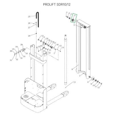 Ролик цепи редуктора ведущего колеса в сборе для штабелеров SDR 1-1,2 т, SDR1635 купить в Москве с доставкой по всей России | ProtosMarket.ru