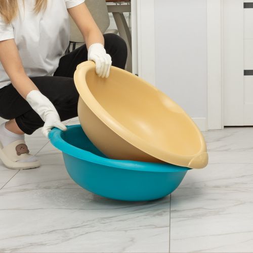 Таз пластмассовый круглый 18 л,бежевый, Home Palisad купить в Москве с доставкой по всей России | ProtosMarket.ru