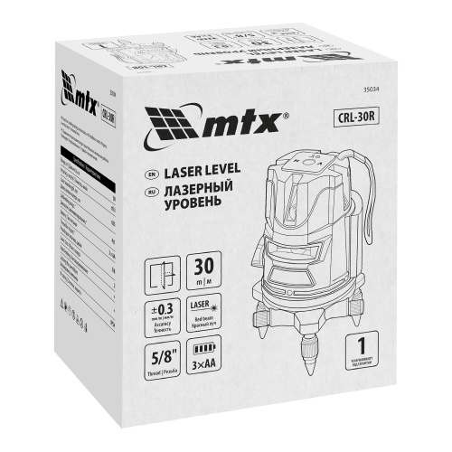 Лазерный уровень CRL-30R, 30 м, красный луч, батарейки, резьба 5/8" MTX купить в Москве с доставкой по всей России | ProtosMarket.ru