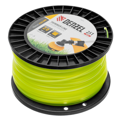Леска для триммера квадрат, 2,0мм х 251м, на DIN катушке FLEX CORD Denzel купить в Москве с доставкой по всей России | ProtosMarket.ru