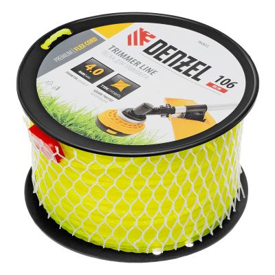 Леска для триммера витой квадрат, 4,0мм х 106м, на DIN катушке FLEX CORD Denzel купить в Москве с доставкой по всей России | ProtosMarket.ru