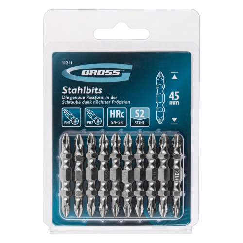 Бита двухсторонняя, PH2-PH1 х 45 мм, сталь S2, 10 шт. Gross купить в Москве с доставкой по всей России | ProtosMarket.ru