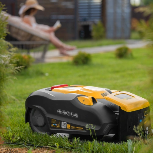 Робот-газонокосилка Grass Master 1000  1000м², 3Ач, 28V, LCD дисплей, Wi-Fi Denzel купить в Москве с доставкой по всей России | ProtosMarket.ru