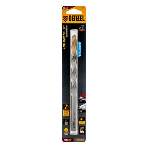 Сверло спиральное по металлу 11 х 195 мм, Р6М5, Golden Tip, удлиненное Denzel купить в Москве с доставкой по всей России | ProtosMarket.ru