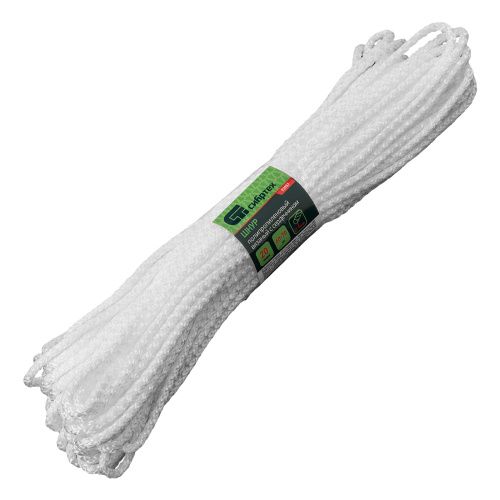 Шнур вязаный полипропиленовый с серд. белый, 4 мм, L 20 м, Сибртех купить в Москве с доставкой по всей России | ProtosMarket.ru