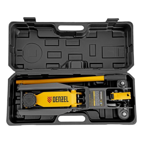 Домкрат гидравлический подкатной, 2 т, 135-385 мм, в пласт. кейсе Denzel купить в Москве с доставкой по всей России | ProtosMarket.ru