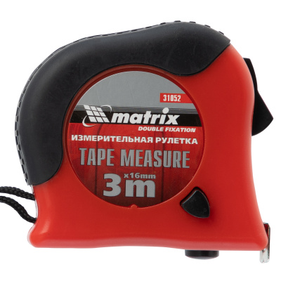 Рулетка Double fixation,3 м х 16 мм,обрезиненный корпус,двойная плавная фиксация Matrix купить в Москве с доставкой по всей России | ProtosMarket.ru