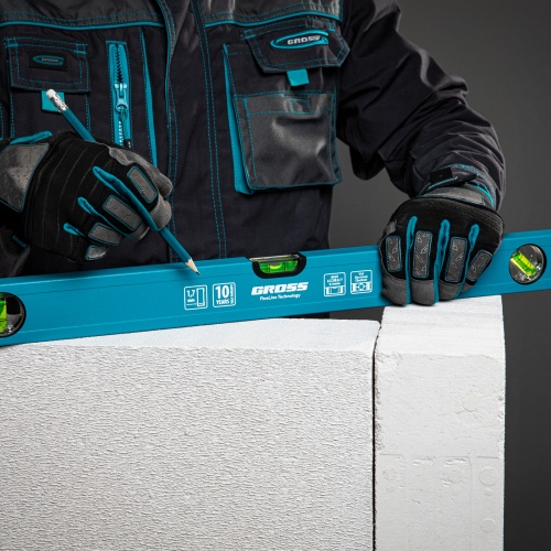 Уровень алюминиевый усиленный, 800 мм, 3 глазка Gross купить в Москве с доставкой по всей России | ProtosMarket.ru