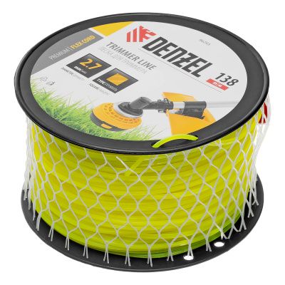 Леска для триммера квадрат, 2,7м х 138м, на DIN катушке FLEX CORD Denzel купить в Москве с доставкой по всей России | ProtosMarket.ru