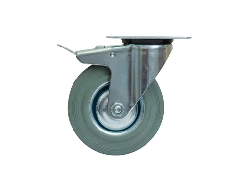 Колесо поворотное серая резина SCB 93 f 75 мм с тормозом по ценам производителя в Москве с доставкой по всей России