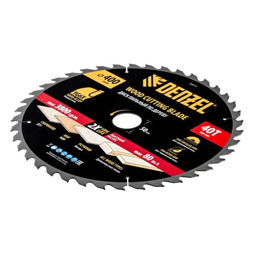 Пильный диск по дереву ф400 х 50 мм, 40 зубьев Denzel купить в Москве с доставкой по всей России | ProtosMarket.ru
