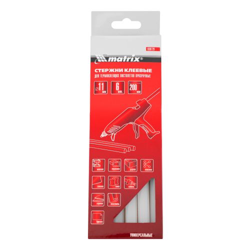 Стержни клеевые, прозрачные, 11 х 200 мм, в упаковке 6 шт Matrix купить в Москве с доставкой по всей России | ProtosMarket.ru