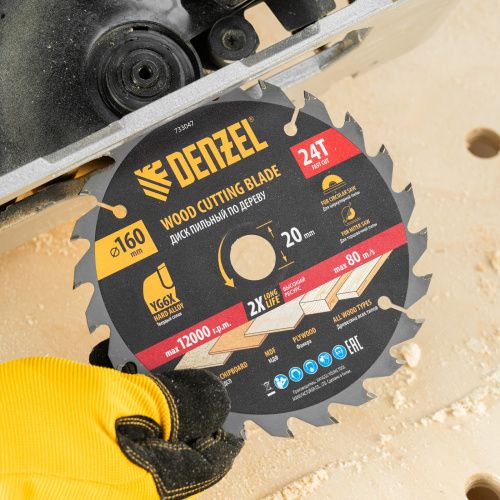 Пильный диск по дереву ф160 х 20 мм, 24 зубьев Denzel купить в Москве с доставкой по всей России | ProtosMarket.ru