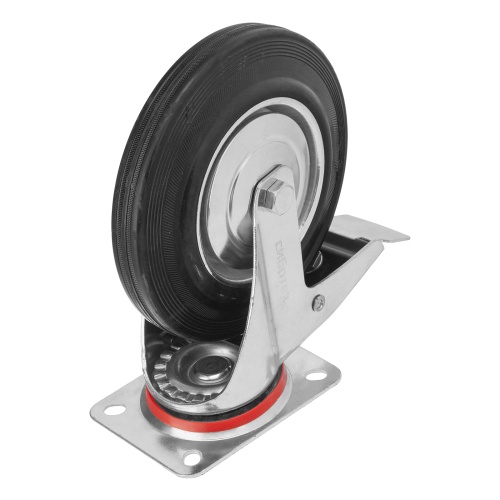 Колесо поворотное с тормозом D 125 мм, крепление  платформенное Сибртех купить в Москве с доставкой по всей России | ProtosMarket.ru